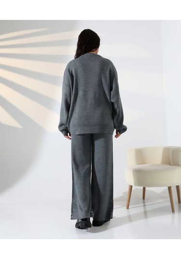 Marakeş Esintisi Alt-üst Triko Takım Antrasit