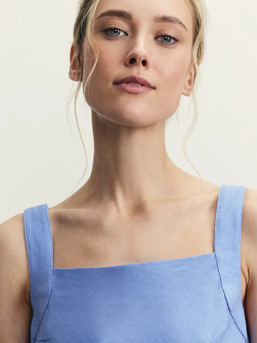 Zarına Keten İşlemeli Uzun Yazlık Elbise 371187940 Açık Mavi