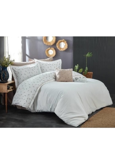 Nazik Saten Nevresim Takımı Çift Kişilik Alesta Krem Vizon Diğer