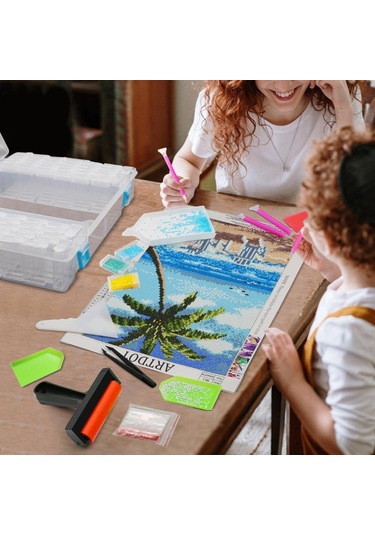 5d Elmas Boyama Alet Takımları Elmas Nakış Aksesuarları İçin Saklama Kutusu İle 64 Izgaralar Boncuk Saklama Kabı 42pcs