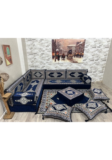 Coton Şark Köşesi Saraylı Desen Minder Takımı Konsept 14 Parça