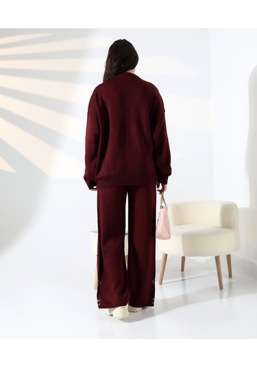 Marakeş Esintisi Alt-üst Triko Takım Bordo