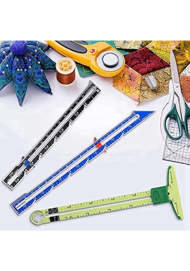 Gösterildiği Gibi-3 Slayt Ölçer Seti Yeni Başlayanlar İçin Dikiş Alet Seti, Örgü, El Sanatları, Dikiş Malzemeleri