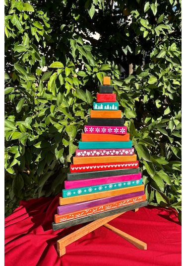 Leftover Ahşap Yılbaşı Ağacı - 54cm Çok Renkli