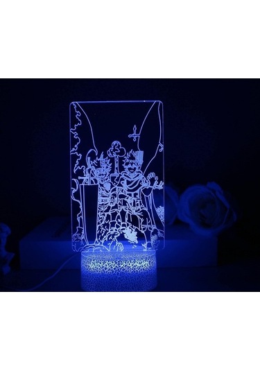Szypzstore Jojo Tuhaf Macera Anime Figürü Hayranları Için 3d Gece Lambası-optik Illüzyon Işıkları Uzaktan Kumanda İle 16 Renk Değişimi Çocuklar Için Led Lamba Noel Oyuncak Hediyesi Ea8uyq Siyah