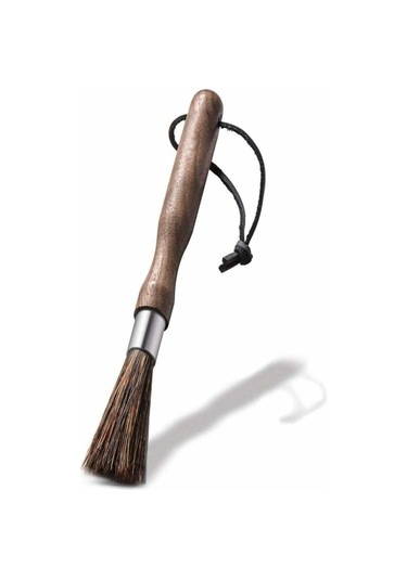 Kahve Öğütücü Temizleme Fırçası Doğal Domuz Kılı Ceviz Saplı, Askılı Dikey