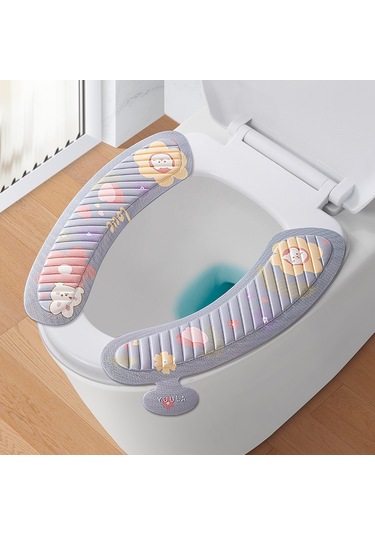 Sones Eva Yapışkanlı Tuvalet Pedi Dört Mevsim Evrensel Karikatür Sevimli Su Geçirmez Tuvalet Stickerı, Stil: Gri Ayçiçeği