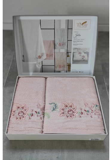Bambu Yumuşak & Yüksek Su Emici Tivoli 2'li Havlu Seti-julia Pudra