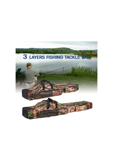 120 Cm/150 Cm 3 Katmanlar Balıkçılık Çanta Taşınabilir Ağaç Kamuflajı