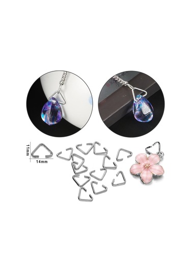 Epoksi Üçgen Anahtarlık Halkası Takı Üçgen Bağlantı Aparatı Gümüş - 100 Adet