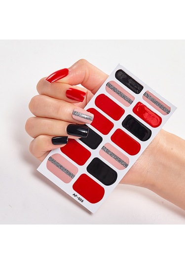 Qingmipy 14 Adet Kırmızı Jel Tırnak Sticker Seti - Uv/led Lambayla Sabitlenir - 2 Hafta Dayanıklı - Tırnak Fırçası Ve Palet İçerir