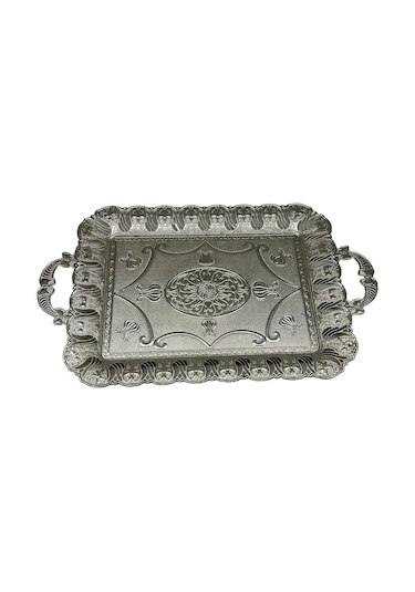 Gümüş İşlemeli Sunum Tepsisi 29cm X 45cm 709756
