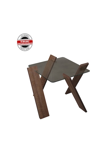 Roman Cam Yan Sehpa Mini Koyu Meşe / Çiçeklik Sehpa