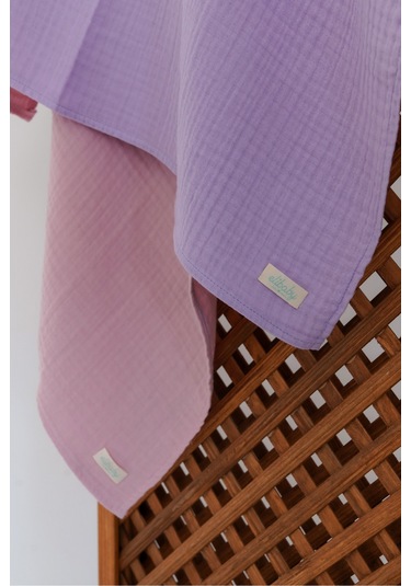 Pamuk 4 Katlı Müslin Örtü Seti 2'li Pudra Pembe ve Lavanta Pudra Lavanta