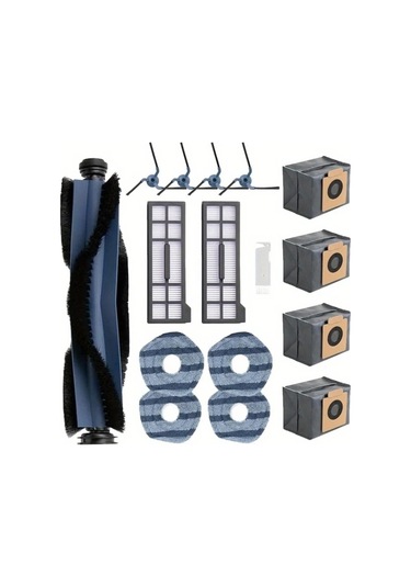 Xuweiwei 16 Adet Eufy X10 Pro Omni Robot Süpürge Yıkanabilir Yeniden Kullanılabilir Yan Fırçası Hepa Filtresi Mop Bez Toz Torbası