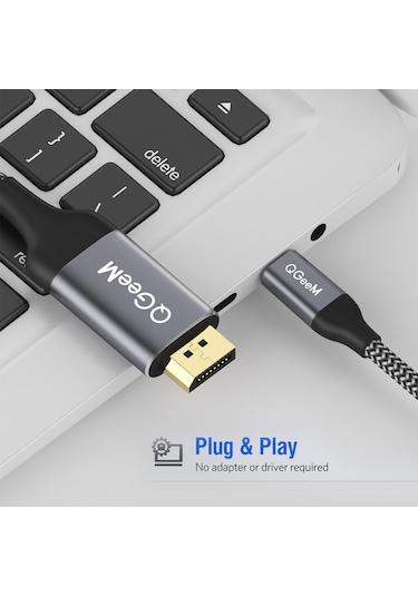 Qgeem QG-UA13 Tip-C 4K TV Monitörü Bağlantı Kablosu 3 Metre