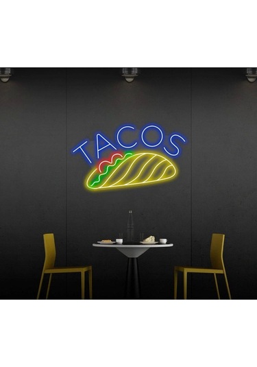 Twins Led Tacos Yazılı Ve Şekilli Neon Tabela Mavi Model:model:65293366