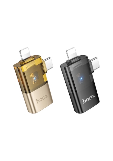 Hoco. Ua36e 2in1 Tak Çalıştır Lightning Ve Type-c To Usb 3.0 Dönüştürücü - Siyah