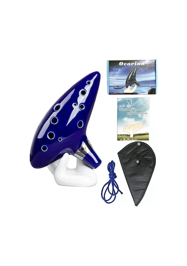 Valkyrie Ocarina 12 Delik Ocarina Seramik Alto C Ocarina Flüt Mavi Ocarina Sualtı Müzik Nefesli Enstrüman