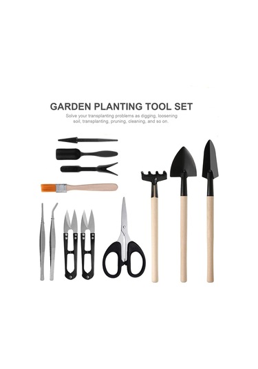 Qingmipy 13 Parçalık Mini Bahçe Alet Seti - Sukulent, Kaktüs Ve Bonsai Dikimi İçin Pratik Çapa, Makas Ve Fırça Takımı