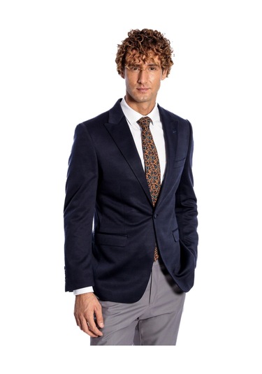 Wessi Lacivert Düz Slim Fit Erkek Ceket Lacivert