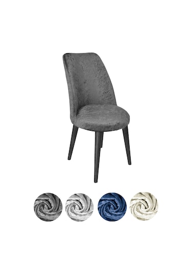 Upmall Kadife Oval Sandalye Kılıfı,sandalye Örtüsü Antrast 6 Adet