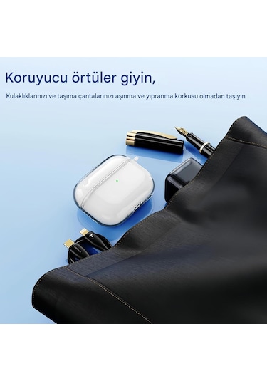 Airpods Pro 3 2025 Uyumlu Mat Silikon Kılıf 1 Kalite +kanca Şeffaf