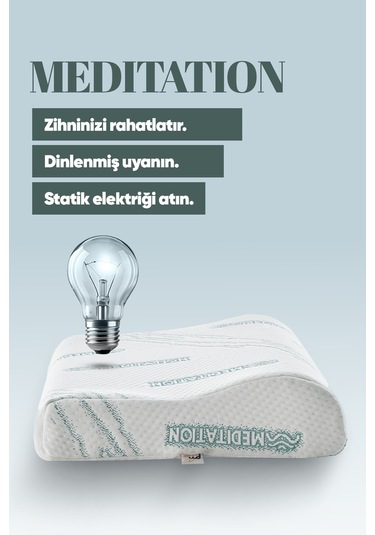 Visko Tek Taraflı Boyun Destek Yastığı - Meditation Boyun Düzleşmesi İçin Visco Yastık Beyaz