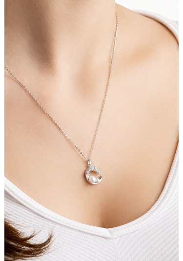 So Chic Minimal İnci 18 Ayar Beyaz Altın Kaplama Gümüş Seti Beyaz