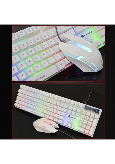 Geeksen Beyaz Usb Kablolu 104 Tuşlu Rgb Aydınlatmalı Oyun Klavye Ve Fade Solunum Işıklı Mouse Seti Diğer