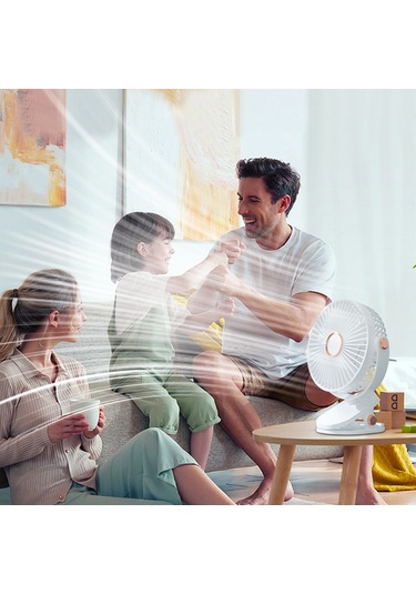 Atmosfer Işıklı 6 İnç Masaüstü Klipsli Vantilatör, 6 Hız, Usb Şarj Edilebilir Taşınabilir Vantilatör - Siyahımsı Yeşil Siyahımsı Yeşil