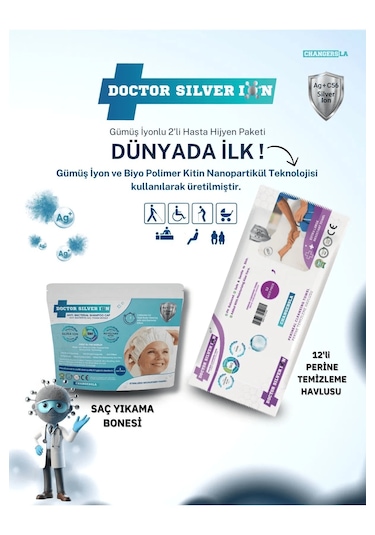 Doctor Silver Ion Gümüş İyonlu Hasta Hijyen Perine Islak Mendili 12'li + Saç Yıkama Bonesi