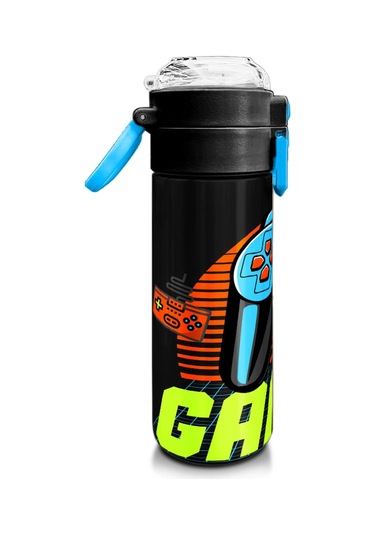 Coral High Kids Gri Turuncu Gamer Desenli Pipetli Ve Direkt İçim Çelik Termos 500 Ml 31947 Turuncu - Beyaz