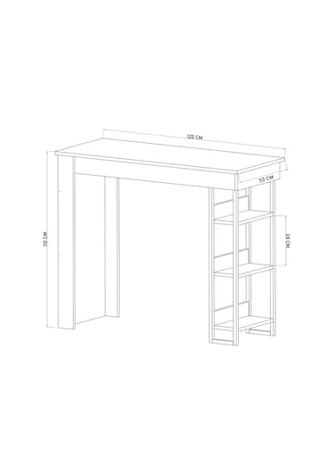 Dekorfim DF01103BR Raflı Yüksek Bar Masası Mutfak Yemek Masası