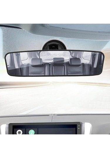 Novahub 360 Döner Geniş Açılı Dikiz Aynası, Araba İç Aksesuarı, Siyah Abs, 240x65mm, Geniş Görüş, Evrensel Uygulama