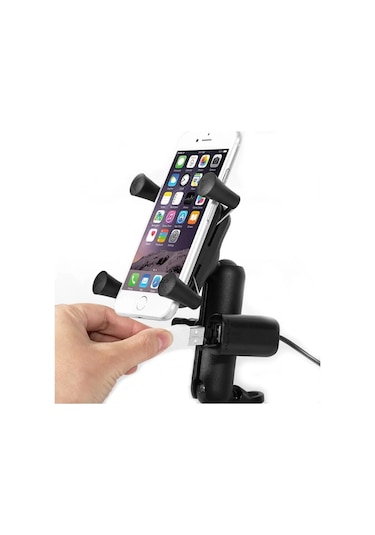 Motowolf Usb Şarj Soketli Ayna Bağlantılı Telefon Tutucu Standart