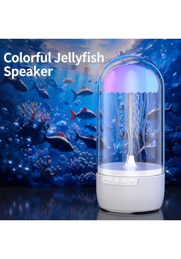 Rogfer Masaüstü Denizanası Renkli Atmosfer Ritmik Işık Bluetooth Hoparlör Beyaz