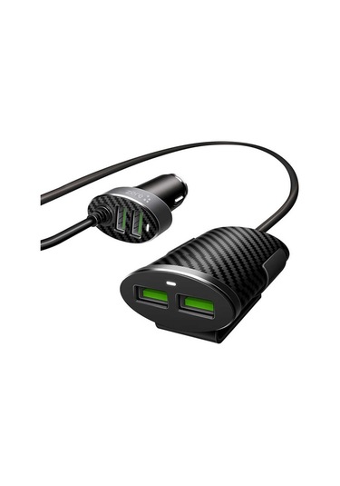 Zore Zr-C502 2+2 Araç Şarj Seti-Siyah-Siyah