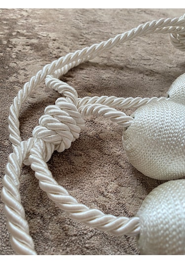 Modern Sarım 4 Toplu Braçol Kornişe Takmatik Ipli Tavan Perde Aksesuarı Krem