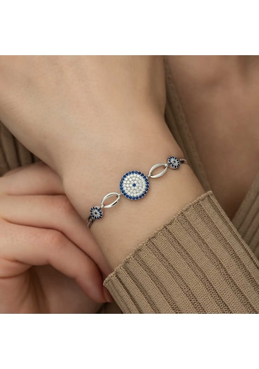 Blackcraft 925 Ayar Gümüş Nazar Boncuklu Bileklik