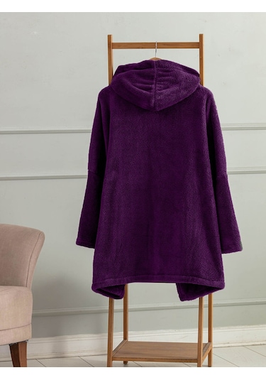 Mulberry Wellsoft Kapşonlu Giyilebilir Tv Battaniyesi Unise x Over Size - Mor