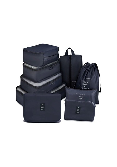 Gajeena Seyahat Ve Ev Düzeni İçin 9 Parça Çok Amaçlı Depolama Seti - Kancalı Ve Renk Seçenekli Siyah
