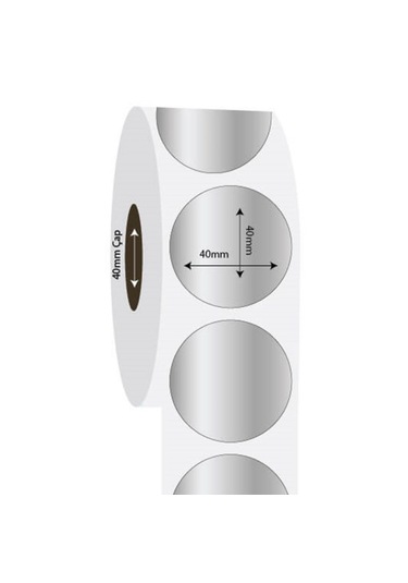 Aysan Etiket Boş Yapışkanlı Gümüş Metalize Barkod Etiketi 40mm Çap 1