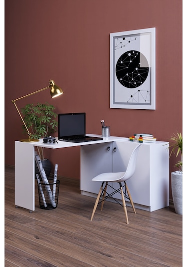Flor Utfak Yemek Çalışma Masası Katlanabilir Dolaplı Balkon Ofis