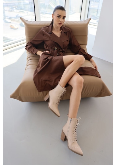 Bigdart 5853 Kruvaze Yaka Trençkot - Kahverengi 001