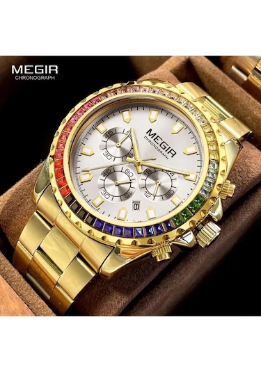 Megır 2227 Tüm Fonksiyonları Aktif Erkek Kol Saati Sarı