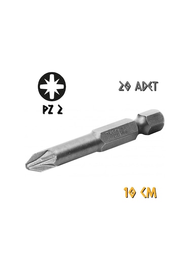 Kupa Tyson Vidalama Ucu Bits Uç - Pz2 Yıldız - 10 Cm. - 20 Adet
