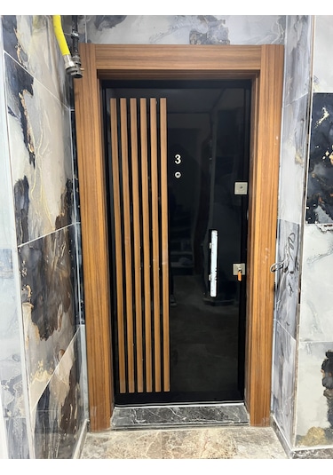 Çelik Kapı Modelleri Ahşap Kaplama Kabartmalı Daire Kapısı Sol 3