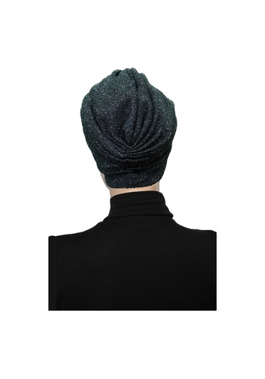 Çapraz Fukuro Simli Astarlı Siyah-gümüş Hazır Türban Tesettür Abiye Bone Siyah - Gümüş