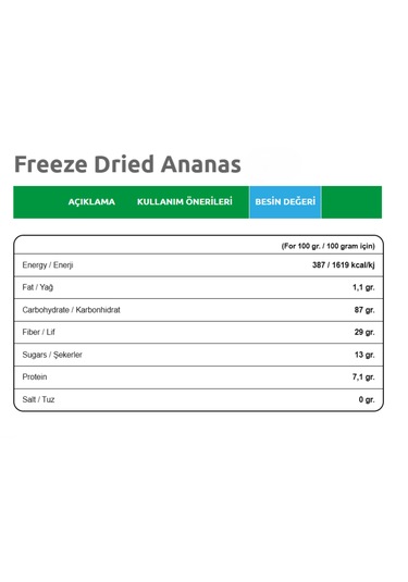 Freezeva Dondurularak Kurutulmuş Ananas 20 Gr Freeze Dried Ananas - Ananas Kuru Meyve Cipsi 20 G